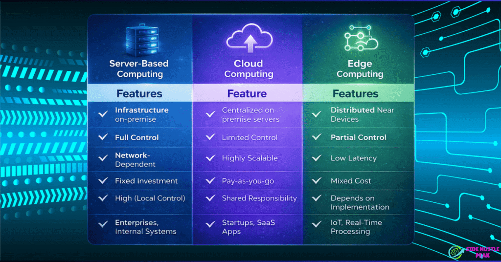 server-based computing vs cloud vs edge computing comparison chart