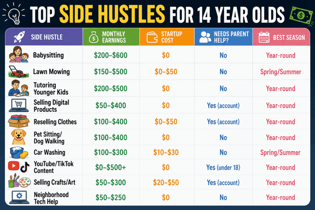 side hustles for 14 year olds 2026 image